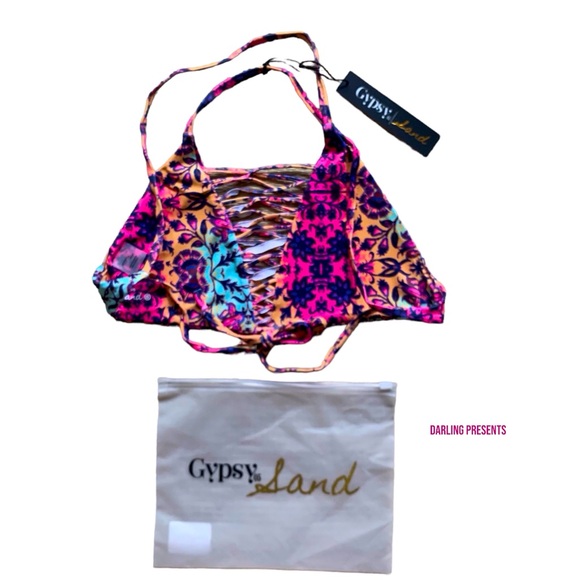 GYPSY 05 SAND HALTER BIKINI SWIMSUIT TOP WOMEN COLOR MULTI SIZE XS - Picture 5 of 7